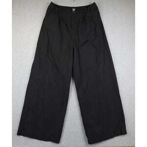 Madewell The Harlow Wide Leg Pant Women 12 Black Cotton Linen Blend Loose Office